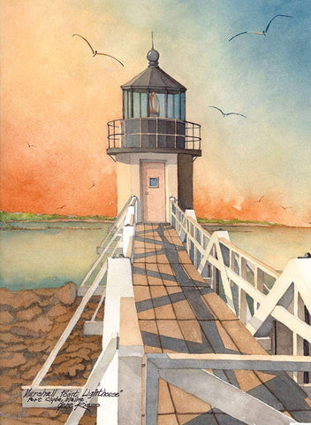 Marshall Point - P.C., Maine Black Ornate Wood Framed Art Print with Double Matting by Rizzo, Gene