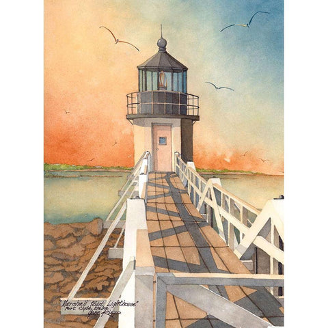 Marshall Point - P.C., Maine White Modern Wood Framed Art Print by Rizzo, Gene