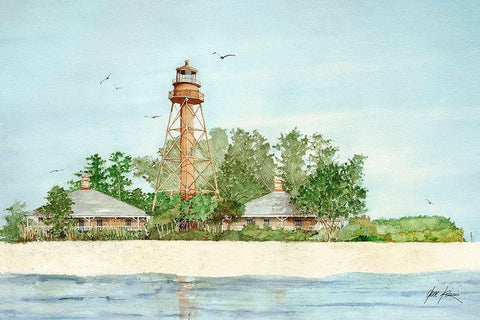 Sanibel Island, Florida Black Ornate Wood Framed Art Print with Double Matting by Rizzo, Gene