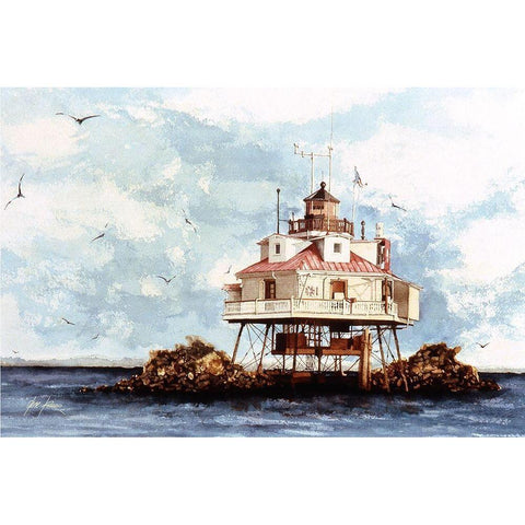 Thomas Point, Maryland Black Modern Wood Framed Art Print with Double Matting by Rizzo, Gene