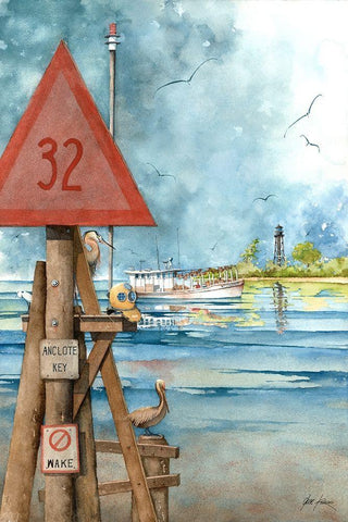 Tarpon Springs, Fl. White Modern Wood Framed Art Print with Double Matting by Rizzo, Gene