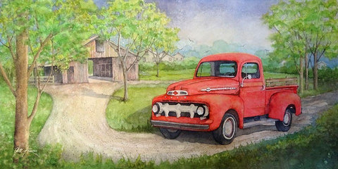 Old Red White Modern Wood Framed Art Print with Double Matting by Rizzo, Gene