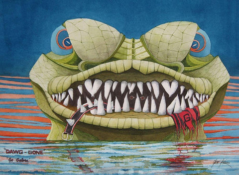 Dawg - Gone Black Ornate Wood Framed Art Print with Double Matting by Rizzo, Gene