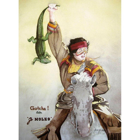 Gotcha Gator Black Modern Wood Framed Art Print with Double Matting by Rizzo, Gene