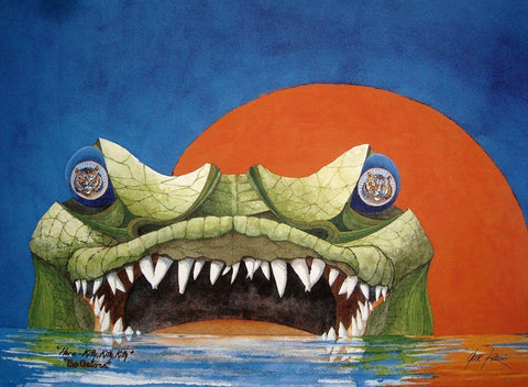 Here Kitty Kitty Black Ornate Wood Framed Art Print with Double Matting by Rizzo, Gene