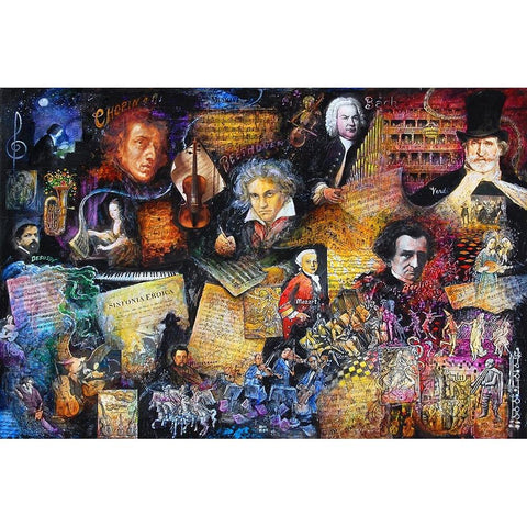 Art of Music Black Modern Wood Framed Art Print by Bell, Bill
