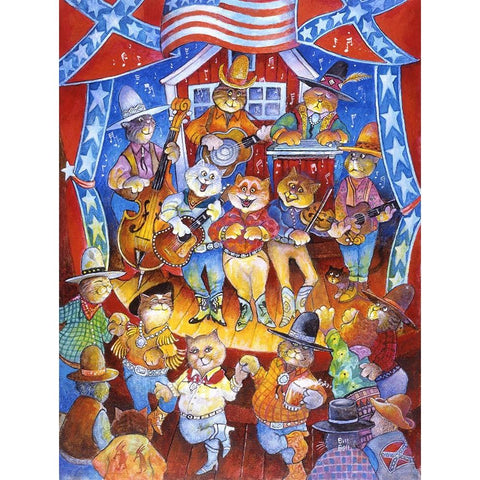 The Dixie Cats White Modern Wood Framed Art Print by Bell, Bill