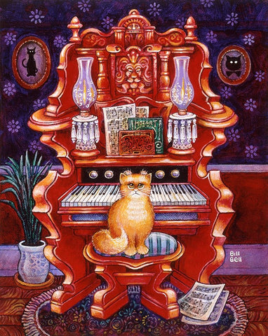 Malcolm W/ Organ Black Ornate Wood Framed Art Print with Double Matting by Bell, Bill