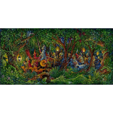 The Dragon Hunters Black Modern Wood Framed Art Print with Double Matting by Bell, Bill
