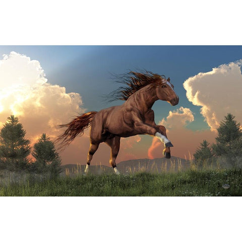 Running Free Black Modern Wood Framed Art Print with Double Matting by Eskridge, Daniel