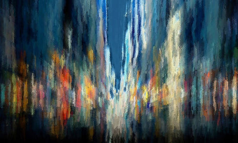 Downtown7 White Modern Wood Framed Art Print with Double Matting by Manlove, David