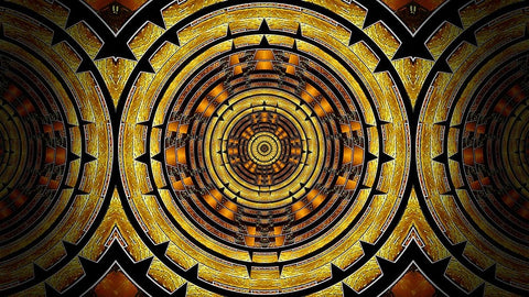 Aztec Gold-side White Modern Wood Framed Art Print with Double Matting by Manlove, David