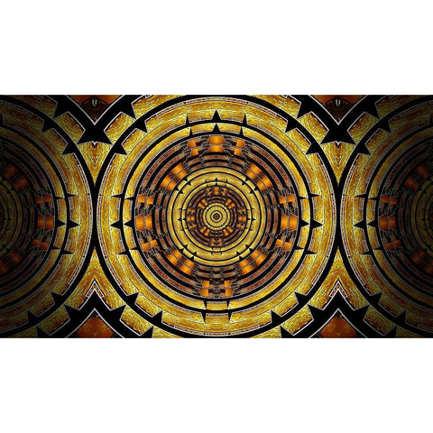 Aztec Gold-side Gold Ornate Wood Framed Art Print with Double Matting by Manlove, David