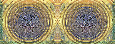 Binary Radial White Modern Wood Framed Art Print with Double Matting by Manlove, David