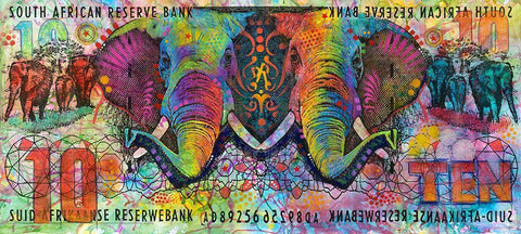 Elephants White Modern Wood Framed Art Print with Double Matting by Dean Russo Collection