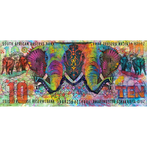 Elephants Black Modern Wood Framed Art Print by Dean Russo Collection