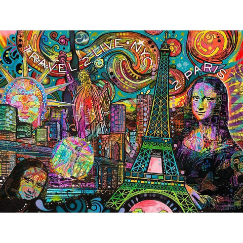 Iconic Travel Black Modern Wood Framed Art Print by Dean Russo Collection