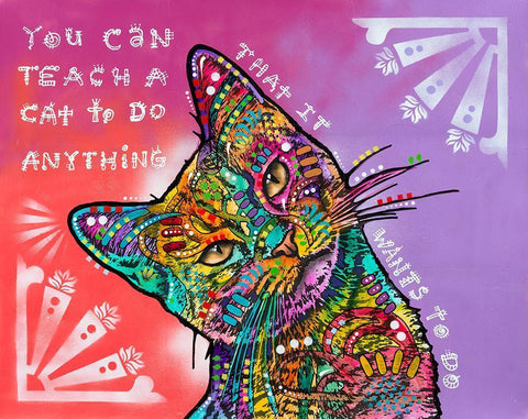 You can teach a cat Black Ornate Wood Framed Art Print with Double Matting by Dean Russo Collection