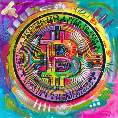 Bitcoin White Modern Wood Framed Art Print by Dean Russo Collection