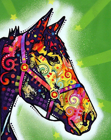 Horse White Modern Wood Framed Art Print with Double Matting by Dean Russo Collection