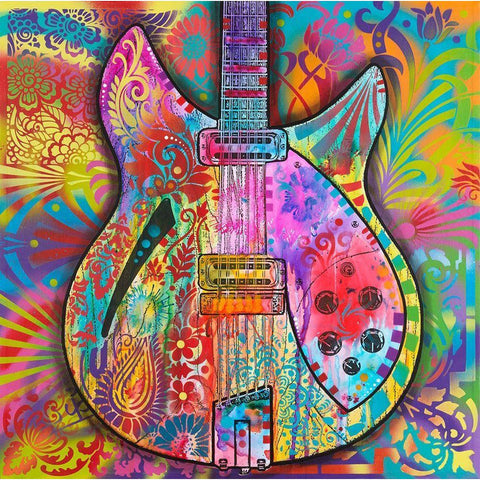 Vintage 12 String White Modern Wood Framed Art Print by Dean Russo Collection