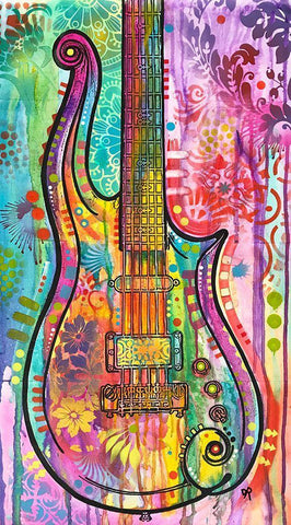 Prince Cloud Guitar White Modern Wood Framed Art Print with Double Matting by Dean Russo Collection