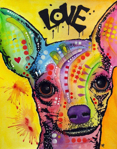 Chihuahua Drip Love White Modern Wood Framed Art Print with Double Matting by Dean Russo Collection