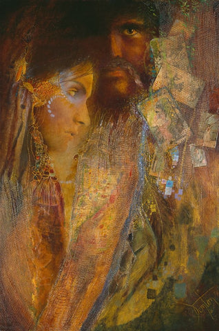 Gypsy Sunset Black Ornate Wood Framed Art Print with Double Matting by Lund, Denton