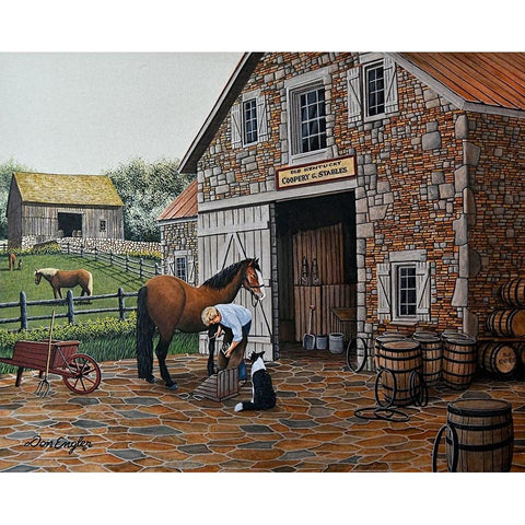 Barrels and Shoes Black Modern Wood Framed Art Print with Double Matting by Engler, Don