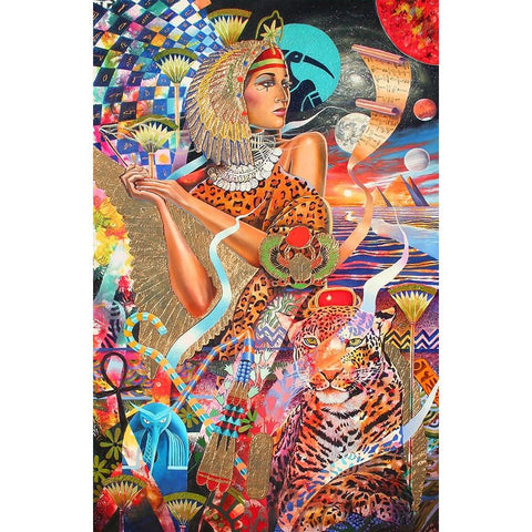 Seshat Black Modern Wood Framed Art Print with Double Matting by Stevenson, Graeme