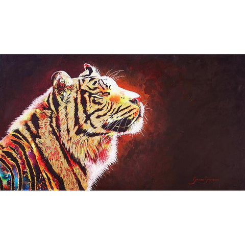Tiger night Black Modern Wood Framed Art Print by Stevenson, Graeme