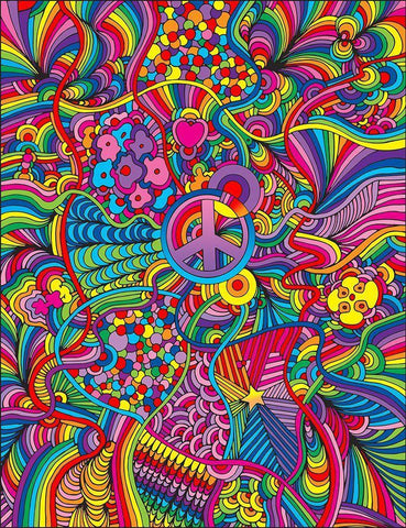 Peace Sign Lines Black Ornate Wood Framed Art Print with Double Matting by Green, Howie