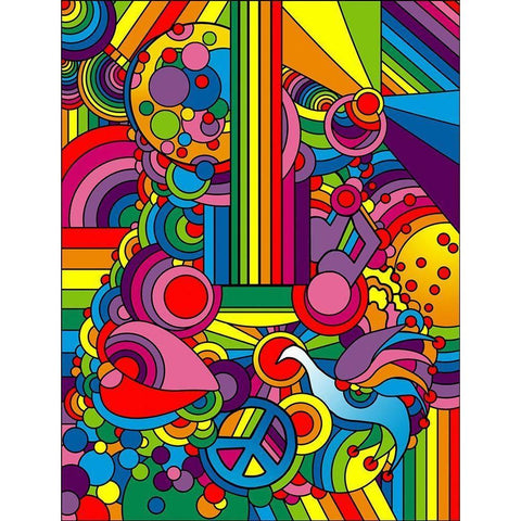 Pop_Art_Guitar_Motif_916 Gold Ornate Wood Framed Art Print with Double Matting by Green, Howie