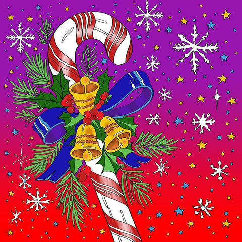 Candy Cane Bells Black Modern Wood Framed Art Print by Green, Howie