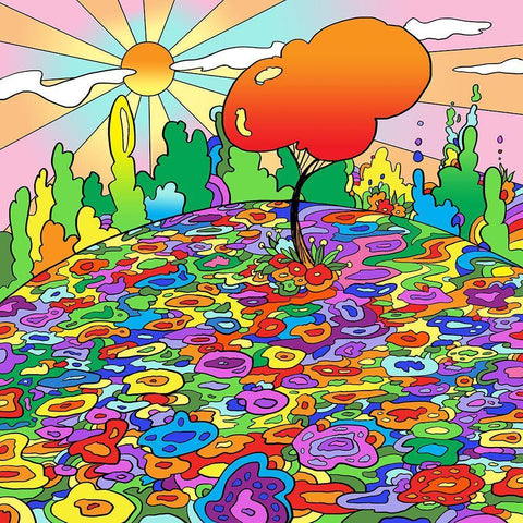 Poo Art Landscape Hill White Modern Wood Framed Art Print with Double Matting by Green, Howie