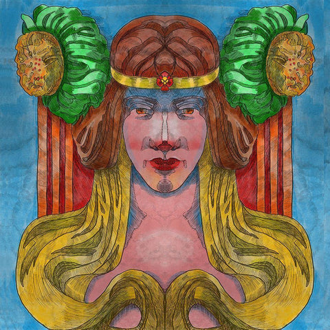 Goddess Black Ornate Wood Framed Art Print with Double Matting by Green, Howie