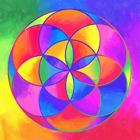 Sacred Geo Seed Of Life Black Modern Wood Framed Art Print by Green, Howie