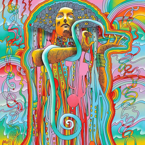 Mucha-Snake-Priestess White Modern Wood Framed Art Print with Double Matting by Green, Howie