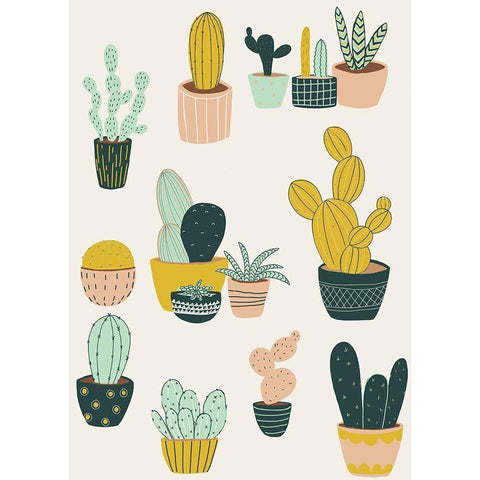 Cactus On The Window Cill Black Modern Wood Framed Art Print with Double Matting by HUE and MI and Sangita