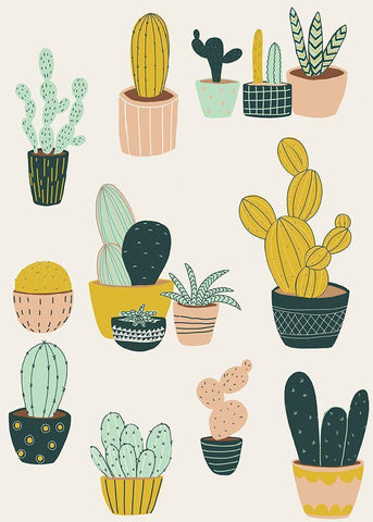 Cactus On The Window Cill Black Ornate Wood Framed Art Print with Double Matting by HUE and MI and Sangita