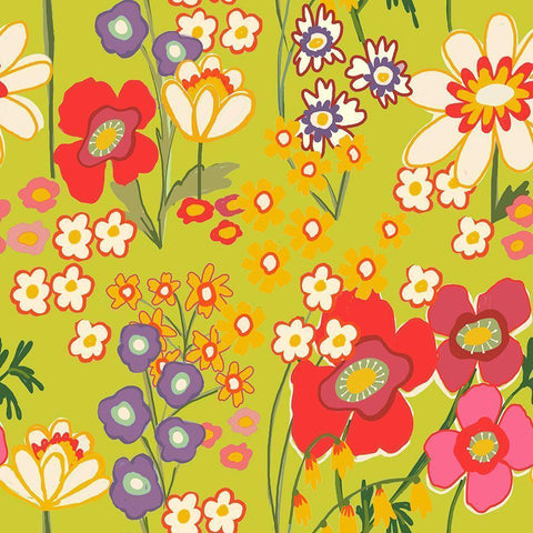 Forest Flowers Gold Ornate Wood Framed Art Print with Double Matting by HUE and MI and Sangita