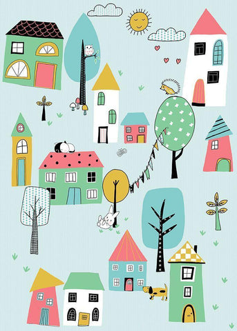 Sunday Afternoon Tile White Modern Wood Framed Art Print with Double Matting by HUE and MI and Sangita