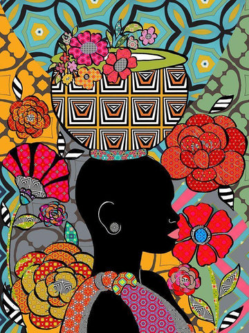 woman 2 Black Ornate Wood Framed Art Print with Double Matting by HUE and MI and Sangita