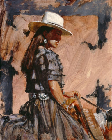 At A Walk Black Ornate Wood Framed Art Print with Double Matting by Knauf, J.E.