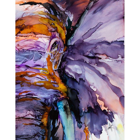 Sometimes You Just Need a Purple Elephant Black Modern Wood Framed Art Print by Art by Leslie Franklin