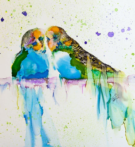 Have We Met White Modern Wood Framed Art Print with Double Matting by Art by Leslie Franklin