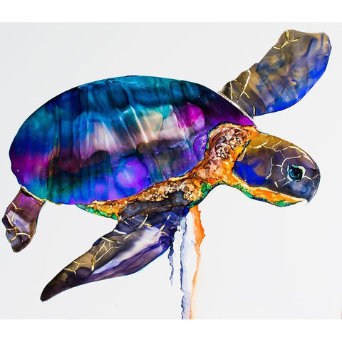Sea turtle Black Modern Wood Framed Art Print by Art by Leslie Franklin
