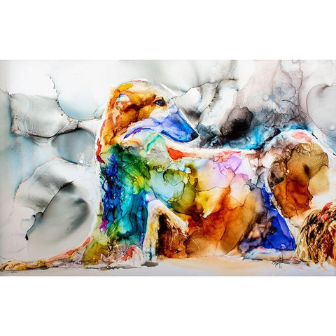 Oh Boy a Borzoi Black Modern Wood Framed Art Print by Art by Leslie Franklin