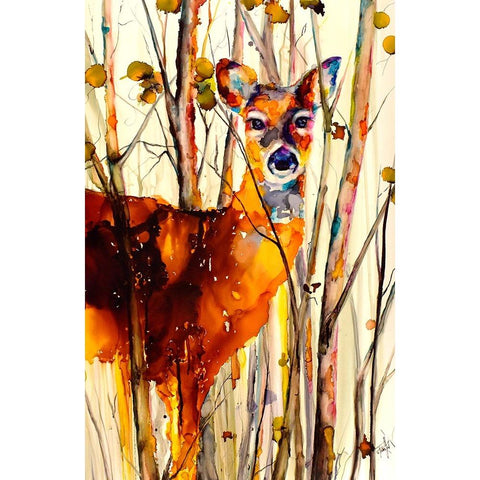 Oh Deer 2 White Modern Wood Framed Art Print by Art by Leslie Franklin