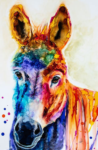 Pin the Tail on the What White Modern Wood Framed Art Print with Double Matting by Art by Leslie Franklin